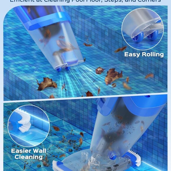 Cordless Handheld Pool Vacuum Cleaner with Telescopic Pole  26.5 GPM Powerful Su - Picture 5 of 8